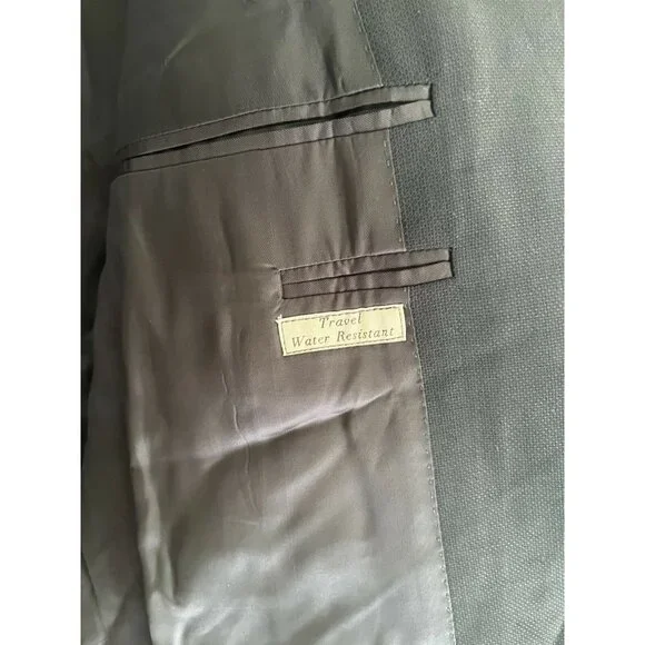 LKNEW CANALI Mens Dinner Jacket Size 44R XL navy woven 100% wool two button